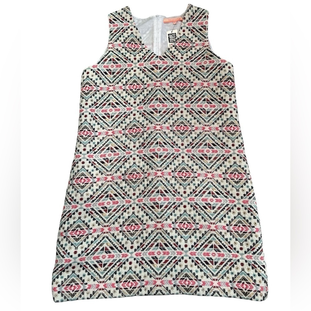 NWT Vilagallo geometric print shift dress, size 42 Size 10